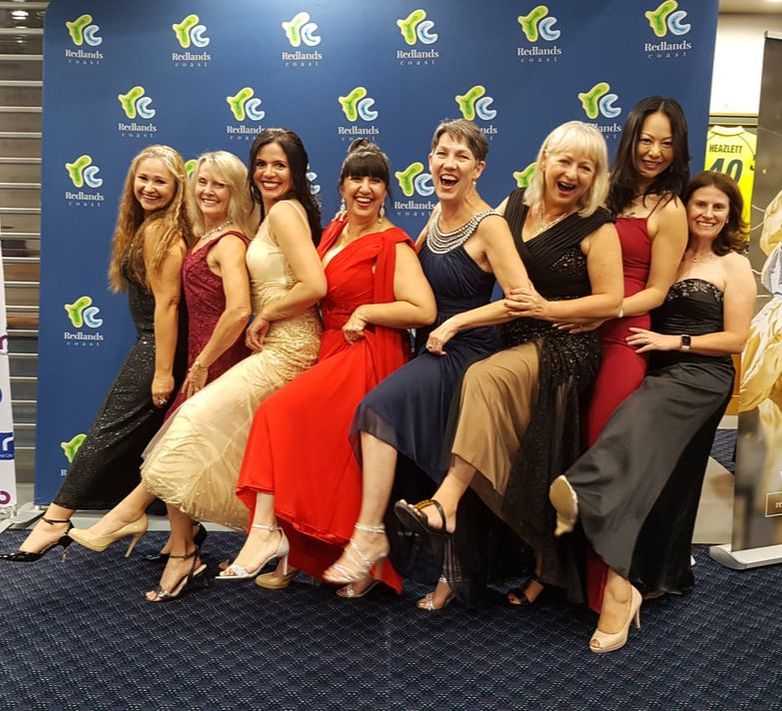 Joanne Verikio with friends at the Redland City Chamber of Commerce Business and Retail Awards